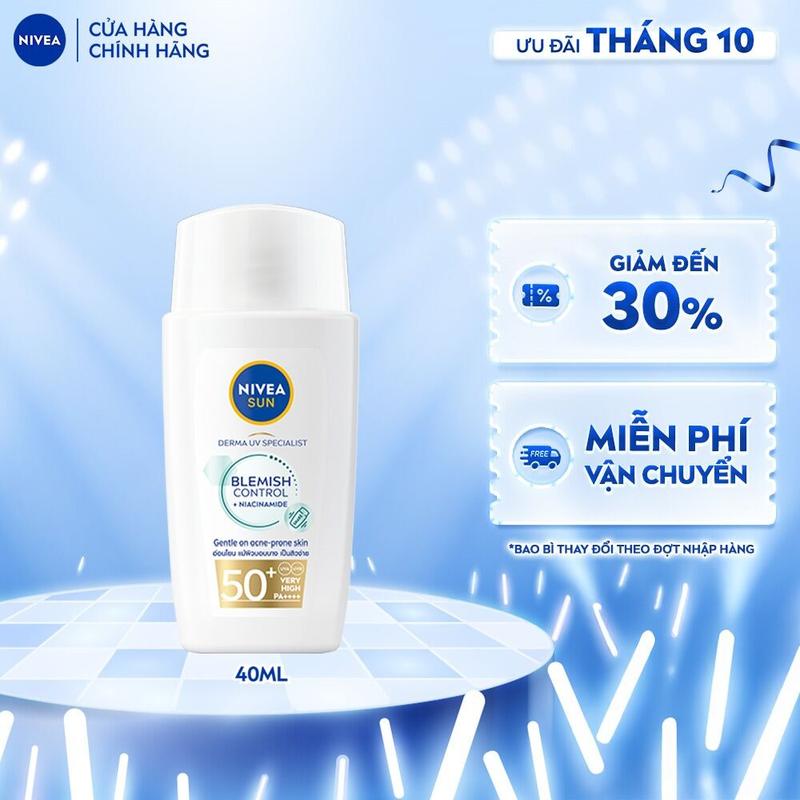 Sữa Chống Nắng NIVEA SUN Derma Blemish Control Kiềm Dầu Ngừa Mụn SPF50+ 40ml - 95147