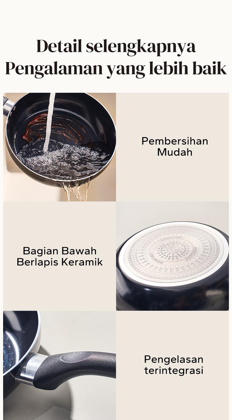 Redchef Nonstick Ceramic Rock Sea 7 Pcs Cookware Set Non PFAS& PTFE& PFOA Suitable for All Stoves Wok Frying Pan