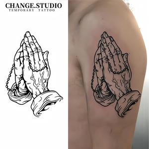 รอยสักมือสวดมนต์ รอยสักชั่วคราว ติดทนนาน 15 วัน กันน้ำและทนต่อการสึกหรอ สติ๊กเกอร์รอยสัก