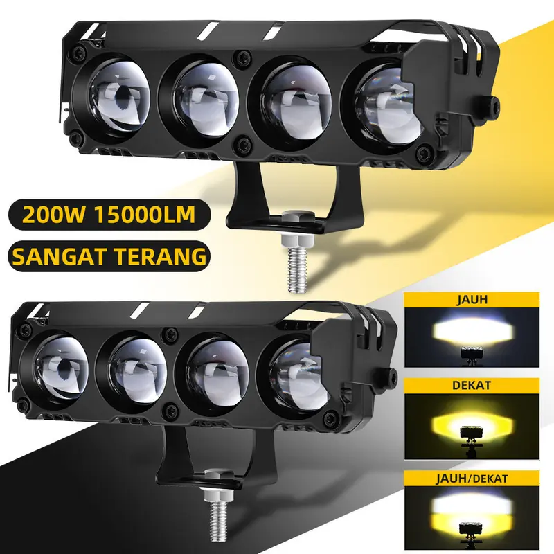 12V / 24V Lampu Sorot Tembak Mobil Lampu LED Tembak Sorot D3 SQL Lampu Tembak Sorot LED Laser 3 Mata 4 Mata 80 Watt 2 Warna Putih Kuning Car Kendaraan 1