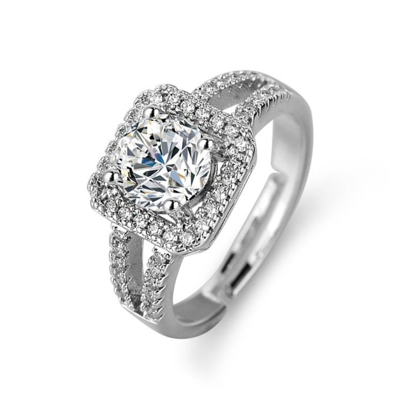[Box Package]1pc Luxury White Rings for Women Sparkling Square Engagement Ring Anniversary  Wedding Rings for Women Gift 3