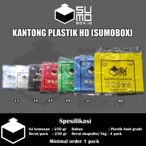 Kantong Plastik HD Murah Aneka Warna 250gr / Kresek uk 15 19 24 29 35 40