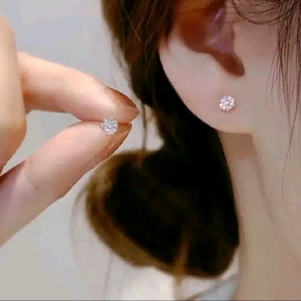 ANTING TUSUK TITANIUM FASHION WANITA MOTIF PERMATA PUTIH ANTI KARAT & LUNTUR ELEGAN DAN TAHAN LAMA Earrings