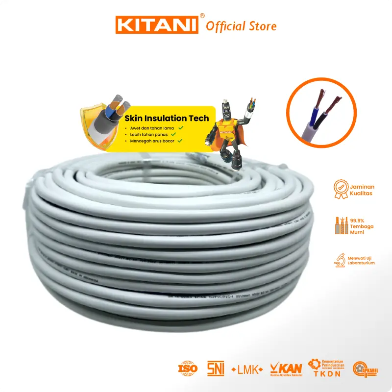 KITANI - NYMHY 2×0.75 mm² - 50 Meter -  Kabel Tembaga Serabut