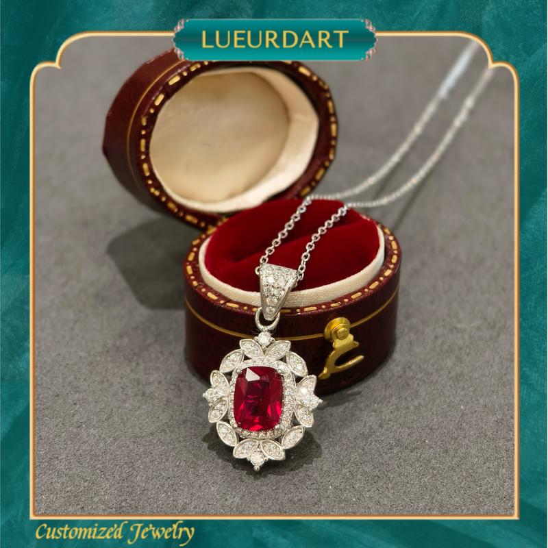 Product Introduction of Red vintage European style necklace Ring earrings 3-piece set 925 2