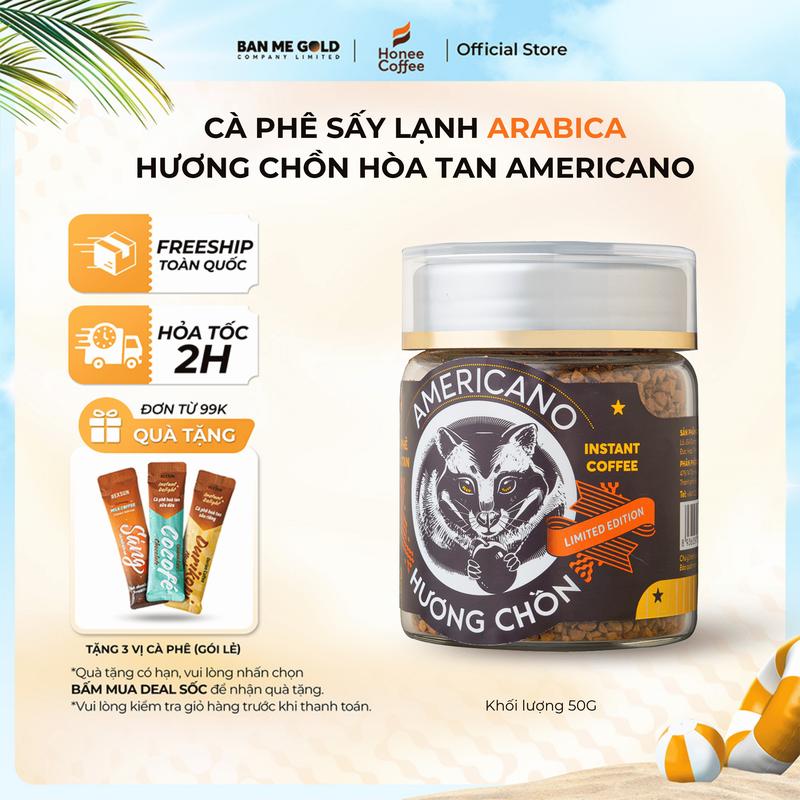 [SALE 14/06 - 17/06] Cà Phê Arabica Sấy Lạnh Hương Chồn Americano (50g) Cà Phê Chồn Hoà Tan Sấy Lạnh Thượng Hạng Honee Coffee