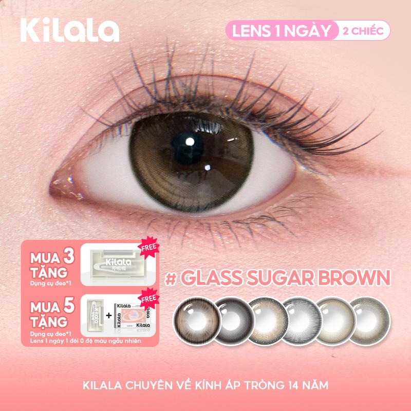 2 chiếc kính áp tròng Kilala LENS 1 NGÀY màu Nâu Xám DIA 14.5mm độ cận 0 lens êm mềm thiết kế độc đáo lên ảnh rất đẹp vũ khí đi quay chụp không thể thiếu