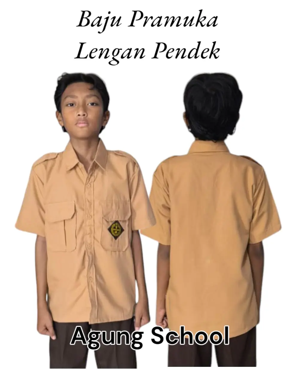 Agung School Baju Pramuka Anak Laki-laki Lengan Pendek Seragam Pramuka Sekolah Bahan Oxford Katun Tebal Nyaman Size 5-20