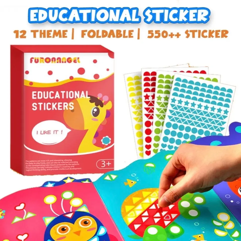 DIY Mosaic Geometric Educational Sticker Puzzle Montessori Toys for Kid Animal Graphic Cognitive Fun Game Stickers Paper