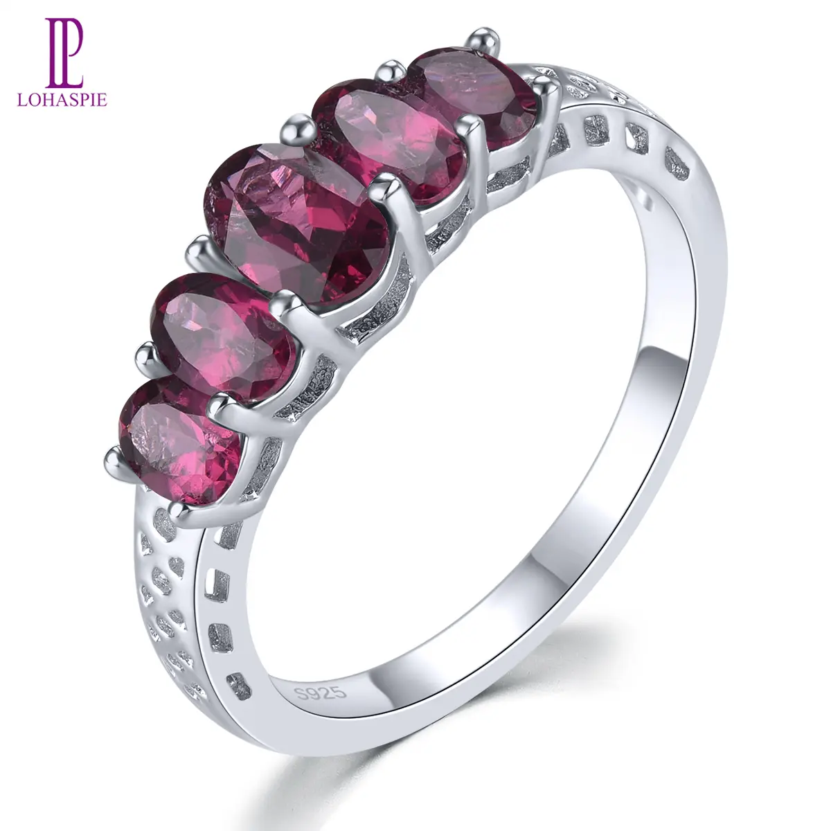 Natural Rhodolite Garnet Solid Sterling Silver Rings 2 Carats Genuine Rose Garnet S925 Fine Jewelrys Romantic Classic Gifts