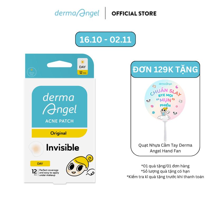 Miếng Dán Mụn DermaAngel Acne Patch Original Day Giúp Gom Cồi & Hỗ Trợ Hút Mụn Mủ 12 Miếng