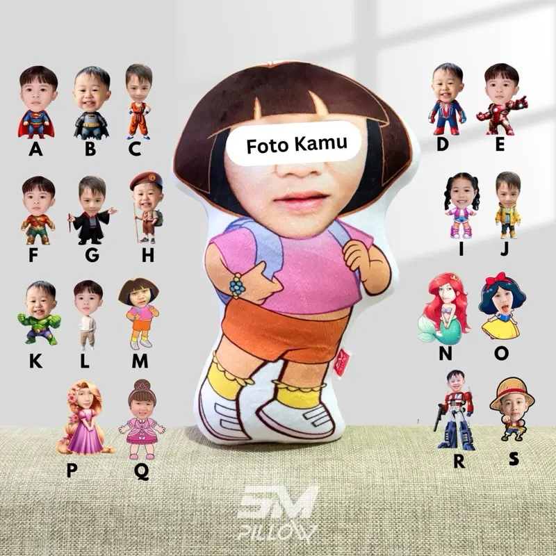 SM Pillow Bantal Custom Boneka Karakter Size M 40cm