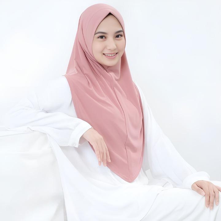 Bergo Hamidah Non Pet Jersey / Bergo Instan Malay Non Pad Daily Jersey Premium/Kerudung Jumbo Bergo Malay Ukuran L Nonpet Hamidah 4
