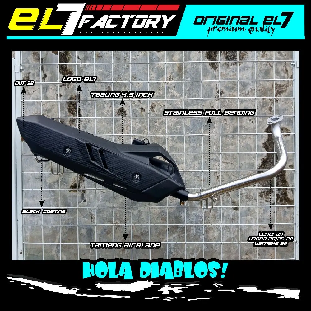 Knalpot Original EL7 Factory Exhaust copy CMS Full Set Muffler + Tameng Airblade All Motor Matic-TABUNG PANJANG