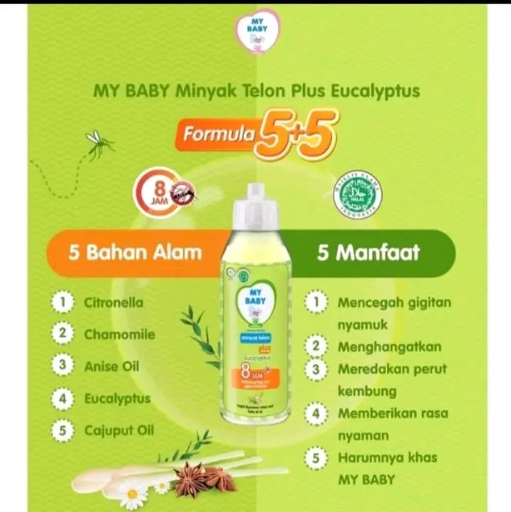 ( 3 pcs my baby 150 ml ) minyak telon Ukuran Jumbo,aman dari gigitan nyamuk 1