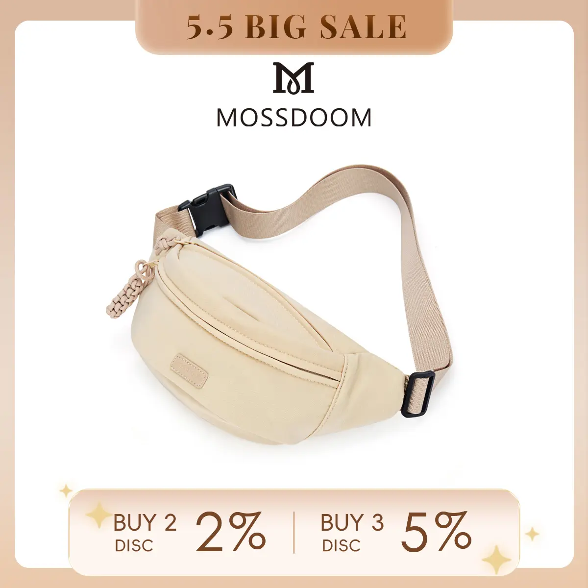 MOSSDOOM Tas Pinggang Serbaguna Klassy Waist Bag Tas Dada Wanita Kapasitas Besar
