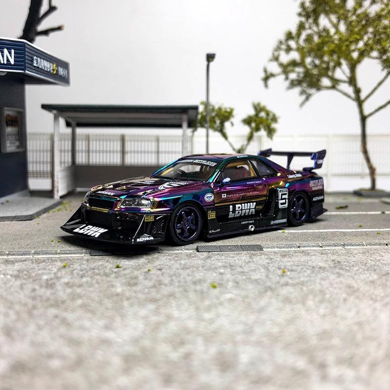 Product Introduction of CM Model 1 64 Nissan ER34 electroplated seven color delivery wheel hub alloy car model Alloy Diecast Car Model Collection 11