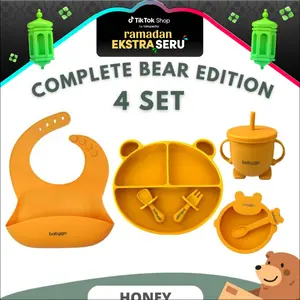 BabyGO Baby Feeding Set 7 in 1 Silicone / Peralatan Makan Bayi Silikon MPASI / Piring Mangkuk Bayi / Hadiah Kado Bayi MPASI Celemek Garpu Piring Plate Sendok Bowl alat makanan