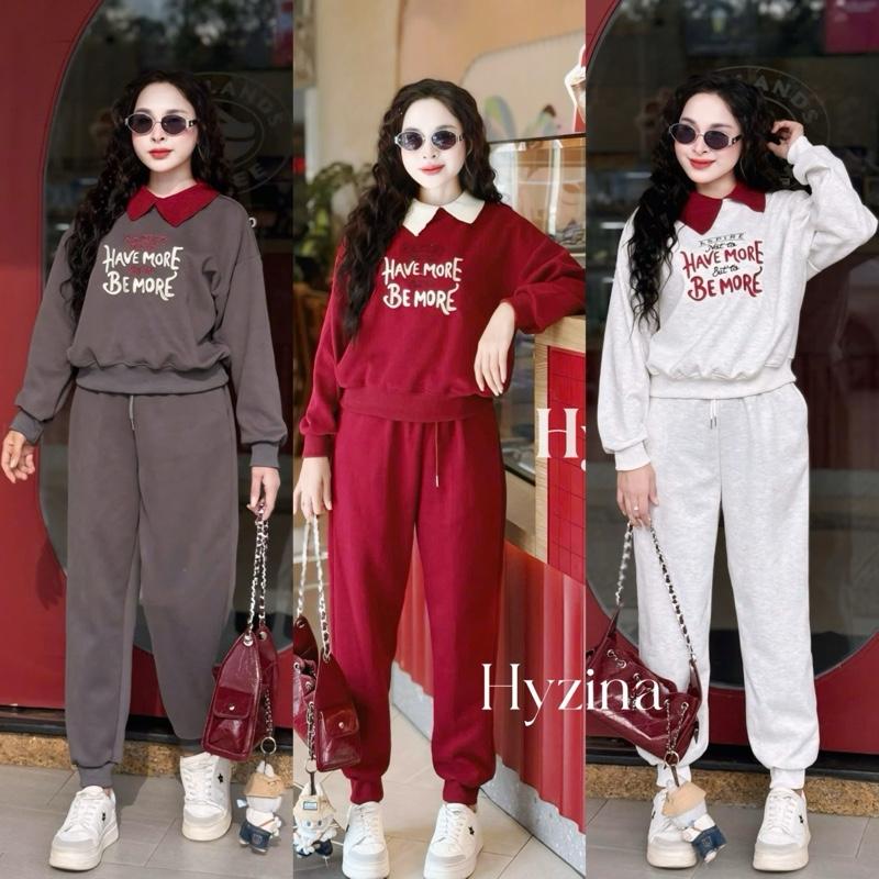  Set Bộ Quần Áo Hoạ Tiết Chữ Have More Cổ Len  Cho Nữ Chất Liệu Nỉ 2 Da Set Đồ Nữ Đẹp Bộ Nỉ Thu Đông Nữ Set Đồ Nữ Mùa Đông 