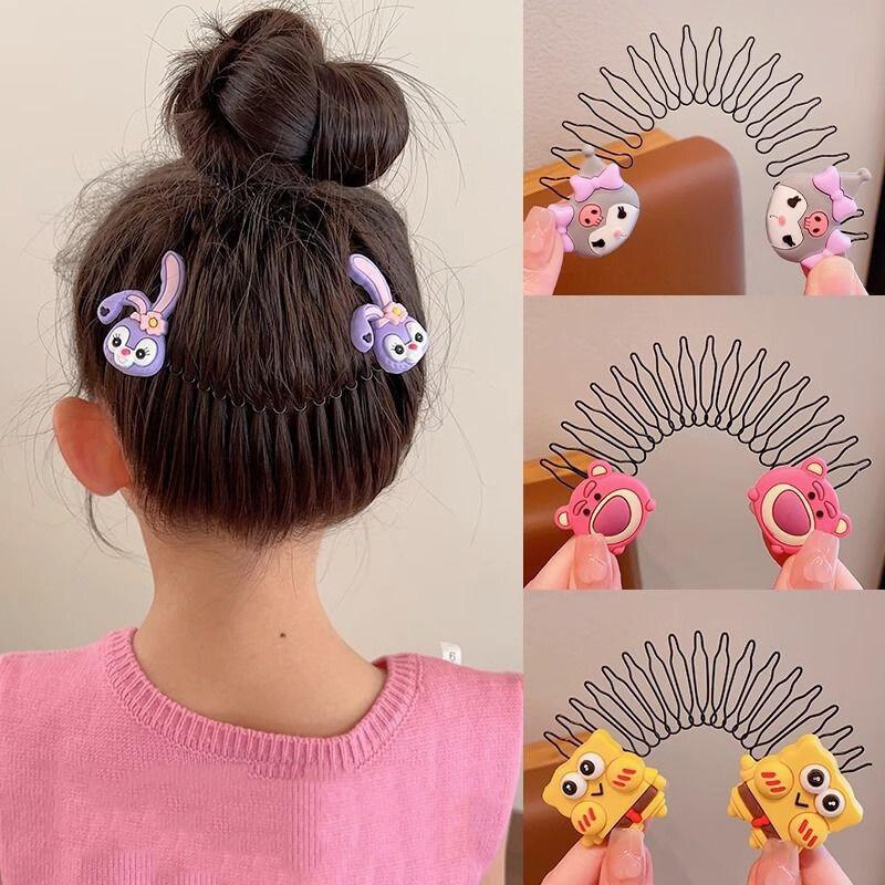 Dây Buộc Tóc Co Giãn Hoạt Hình Đáng Yêu Cho Bé Gái, Kẹp Tóc Gợn Sóng Linh Hoạt, Lược Chèn Cố Định Vô Hình, Phụ Kiện Tóc 0