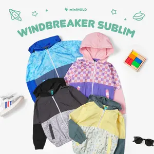 MINIHOLD Windbreaker Sublim Jacket Crincle Anak Usia 1-12 Tahun Bahan Dusky Crincle Parasut Tahan Air Ringan dan Nyaman
