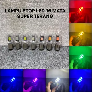 LAMPU STOP REM 16 MATA SCD73 LED - LAMPU STOP REM 16 LED MODE DIAM DAN KEDIP BELAKANG DC Car motorcycle