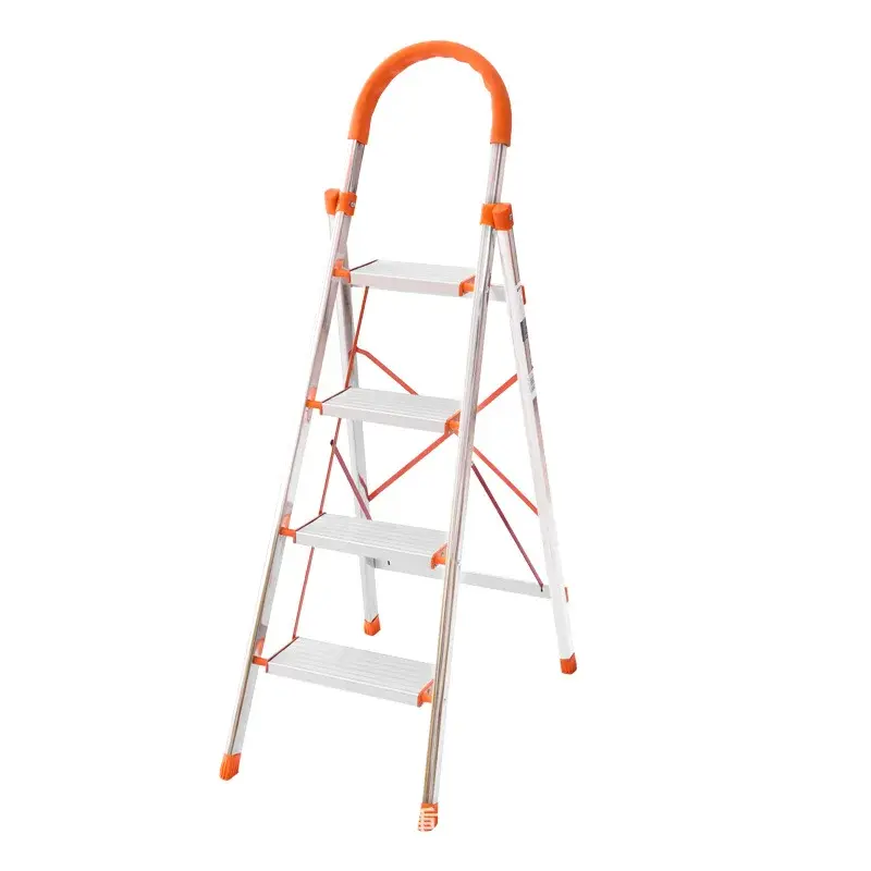 D-type Household Stainless Steel Ladder Portable Aluminum Alloy Herringbone Ladder Folding Household Ladder TOOL
