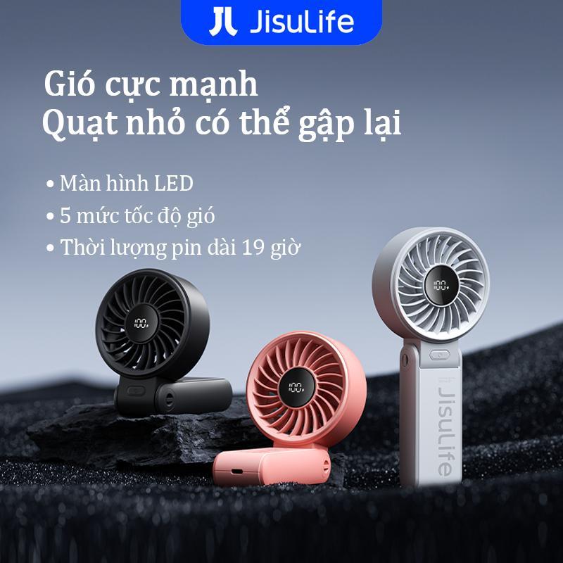【JisuLife Quạt Mini Cầm Tay Pin 5000mAh,Tuổi thọ pin cực dài Có Thể Gập Lại Chạy Bằng USB 5 Tốc Độ Gió Mạnh