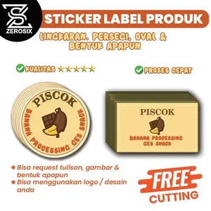 [500+pcs] Stiker Bulat / Kotak / Stiker Kue Kering Label Bebas Custom Bentuk & Tulisan | Kemasan Makanan Minuman Snack Kue Kering | Stiker Terimakasih Selamat Menikmati | Stiker Packing Chromo