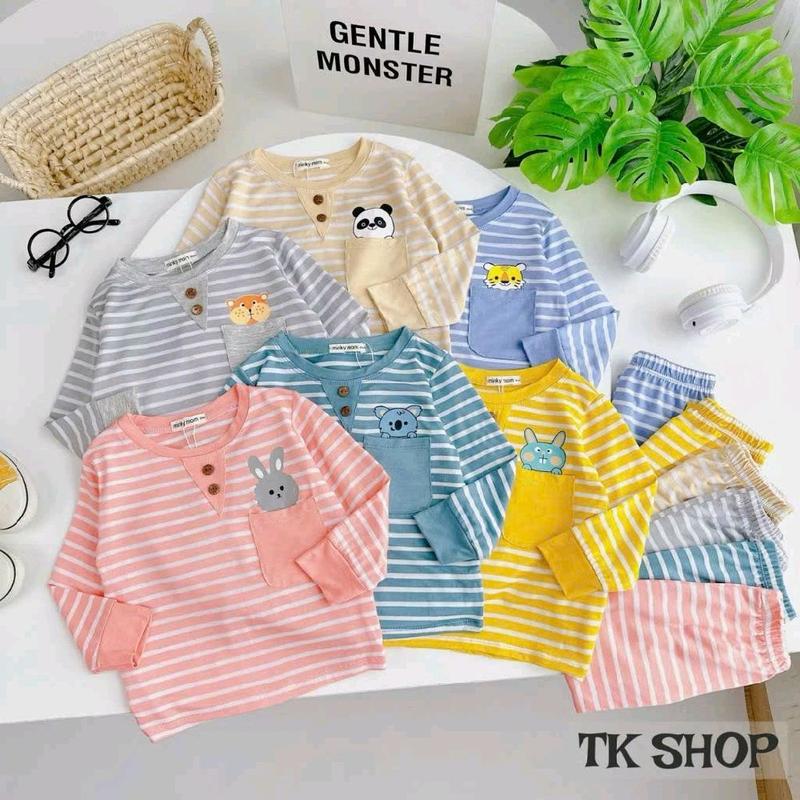  combo 3-5b thun lạnh sọc dệt DÀI TAY CÓ TÚI IN HÌNH  vải mềm mịn cho bé 7-24kg 