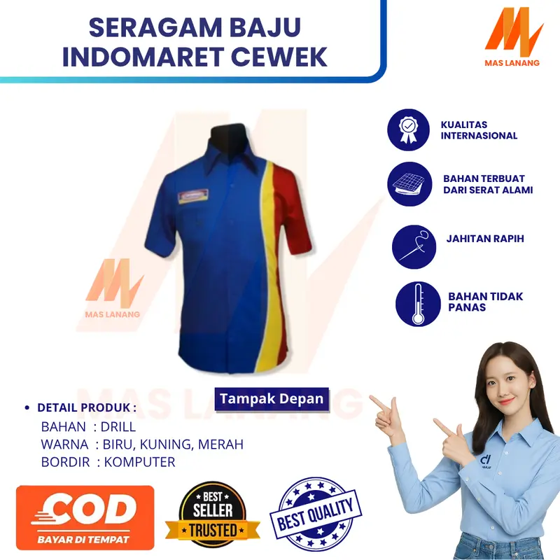 Baju Seragam Indomaret Cewek || Baju Kerja Indomaret || Baju Kerja Cewek || Indomaret Pendek Wanita 2