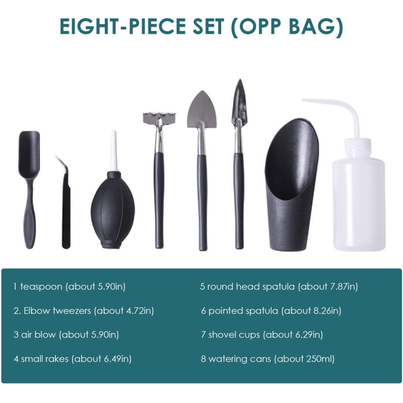 Product Introduction of Black Edition Gardening Tool Set Terrarium Succulent Plants DIY Tools Garden Planting Tool Kit 34