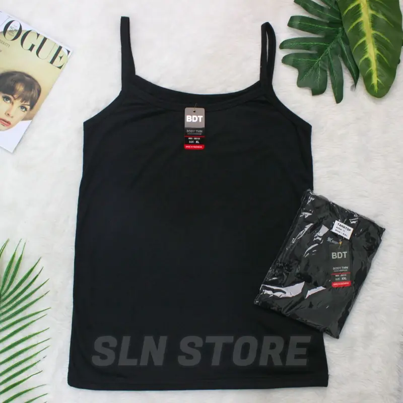 TANKTOP PREMIUM WANITA BODYTHIN / SINGLET PEREMPUAN TALI KECIL TANK TOP L - XL - XXL Hitam Putih Navy Pink Tebal Nyaman 2