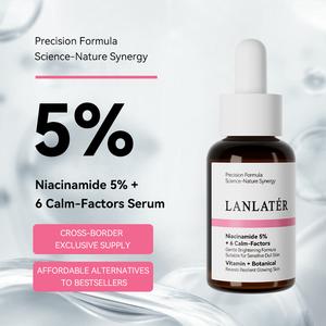 LANLATER Serum Niacinamide 5% + 6 Faktor Penenang Formula Presisi Sains-Nature Synergy untuk Kulit Sensitif dengan Vitamin & Botanical Wajah