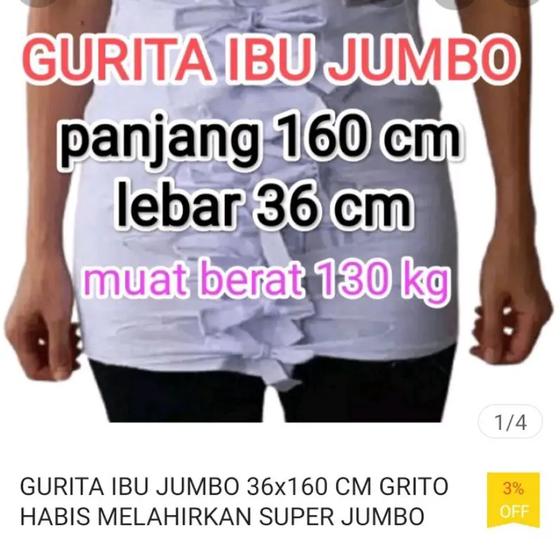 Gurita ibu melahirkan JUMBO sampai 130 Kg Grito Habis Melahirkan 36x142 cm L XL XXL / Gurita Ibu Melahirkan Tali SUPER JUMBO 160 CM Bayi Bunda 3