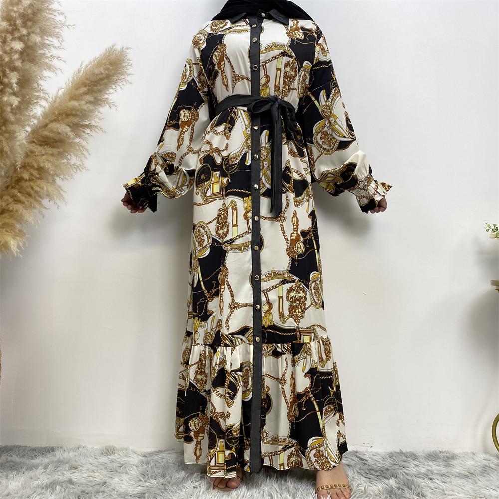 2227# Pretty printed long dress Polyester Casual Dresses - CHAOMENG MUSLIM SHOP