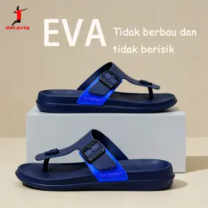 INKAYNI Explorer Sandal Jepit Pria Size 39-44 Flip Flop Bahan Karet Casual Kekinian Sandal Dasar Tebal Sepatu Sandal Rumah Sandal EVA Wanita Anti Bau Sepatu sandal untuk dalam rumah dan luar ruangan Memakai sepatu sendal jepit Antislip