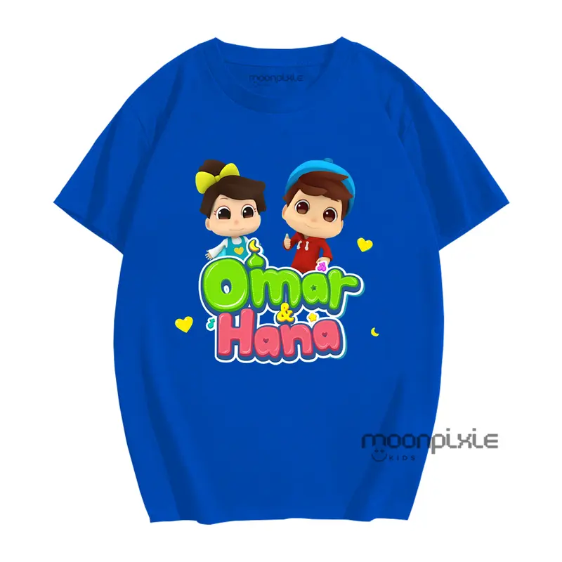 Baju Kaos Anak Motif Omar dan Hana Anak Laki-Laki/Perempuan Usia 1-12 Tahun Bahan Cotton Combed 30s 6
