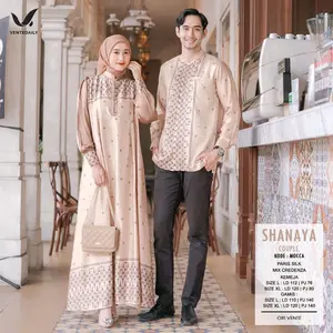 Set Shanaya Couple Gamis Ayah dan Ibu Sarimbit Gamis dan koko Baju Lebaran Setelan Dress Panjang