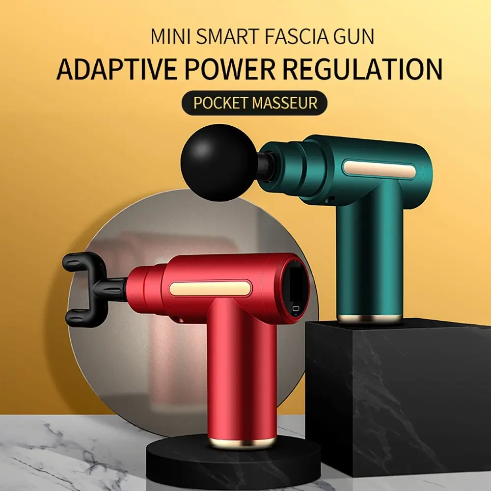 【Alpha Borong】Mini Fascia Massage Guns 6 Speeds With 4 Massage Heads Compact Size Portable Muscle Relaxation Massage Fitness Mesin Urut Badan Comfort