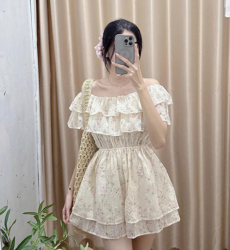 Jum hoa thêu  chun eo vai dễ mặc siêu xinh(ẢNH THẬT)