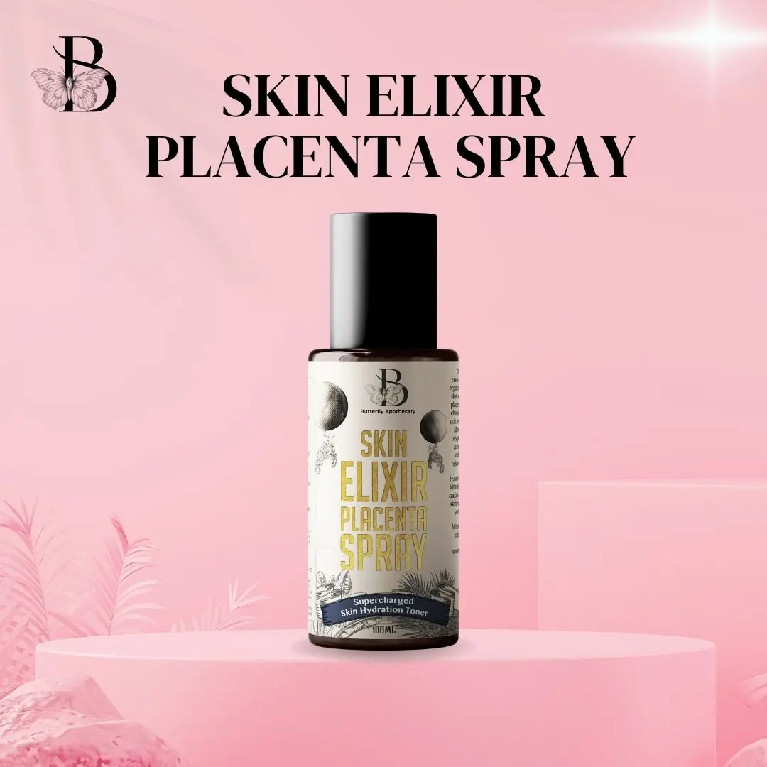 Skin Elixir Placenta Spray 100ml - Supercharged Skin Hydration Toner suitable for Sensitive Skin by Butterfly Apothecary