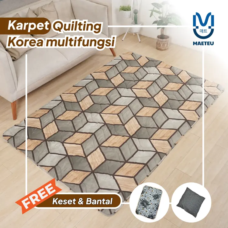 Maeteu Karpet Quilting Korea Viral Multifungsi Motif Geometri