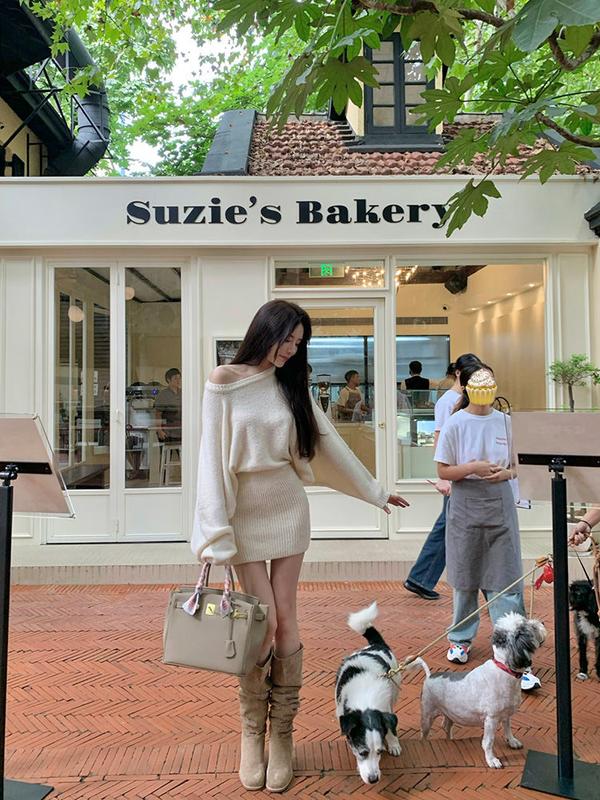 Váy Dệt Kim Vai Nghiêng Dành Cho Nữ, SS24, Hàng Mới Về Mùa Thu Và Mùa Đông, Áo Len, Váy Ngắn