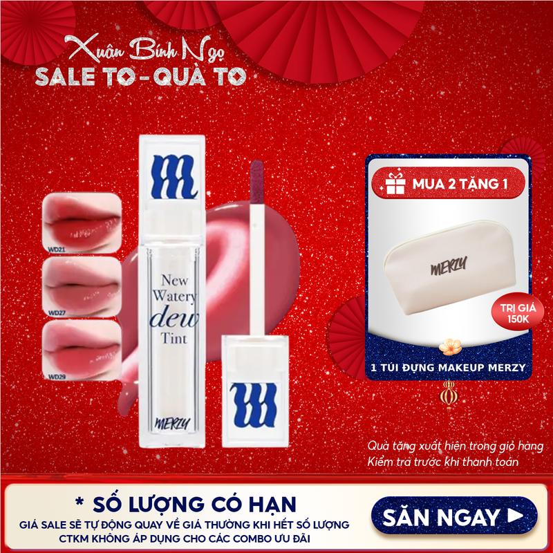 NEW DEW Son Tint Bóng Dạng Thạch Trang Điểm Hàn Quốc Merzy New Watery Dew Tint 4g