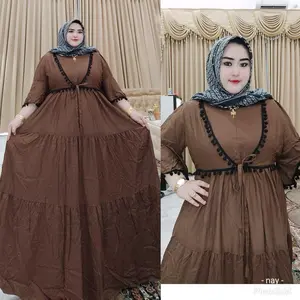 Aurora Dress Pompom Canda Tangan Terompet Dress Viral 2026 - Baju Wanita Elegan dengan Detail Pompom dan Terompet