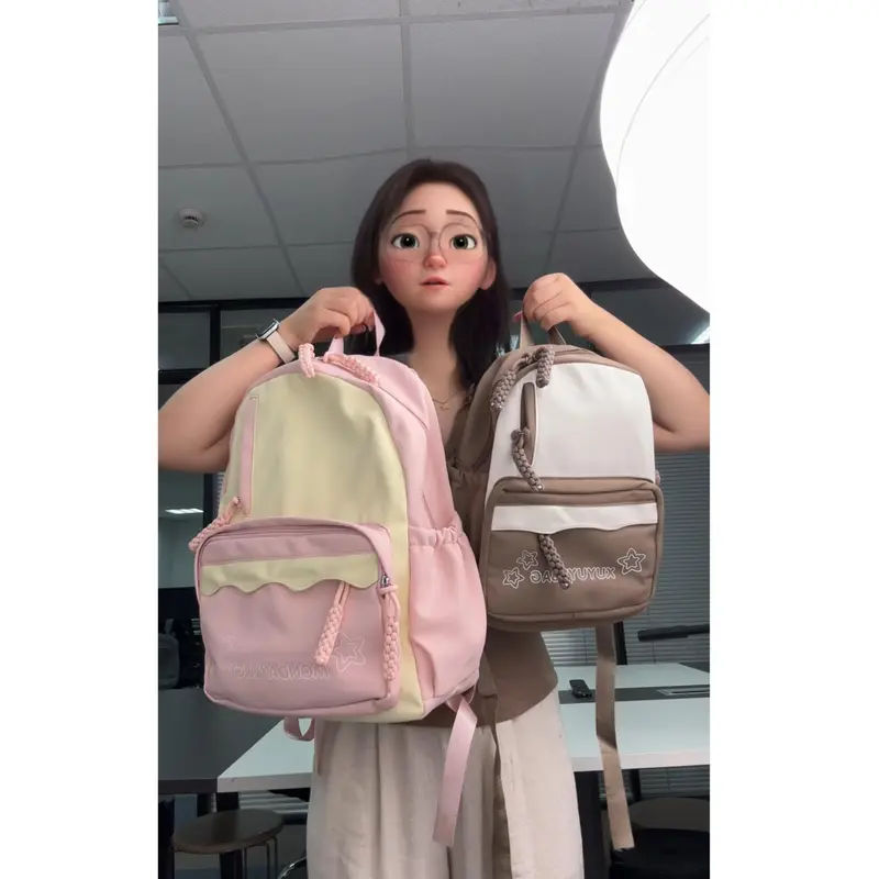 【Ready】Tas sekolah kecil Macaron, segar dan serbaguna, ransel kecil warna kontras, ransel tamasya sekolah Backpack Wanita 8