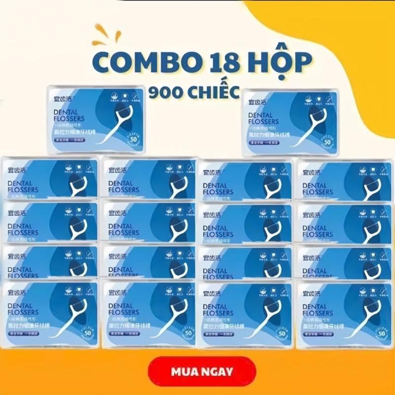 [ComBo 18 hộp] Tăm chỉ nha khoa Vệ Sinh Răng Miệng Chuyên Dụng 1 Hộp 50 cái