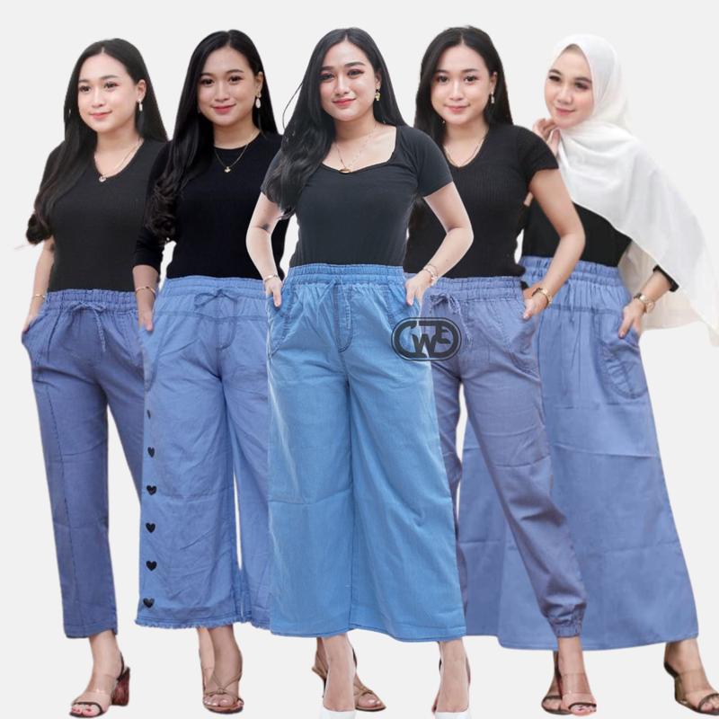 Product Introduction of Paket 100ribu dapat 3pcs Baggy Jeans Denim karet Celana Panjang Wanita Dewasa Cewek 2