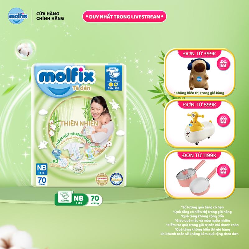 [Bao bì thay đổi theo từng đợt nhập hàng] M07 - [BAO BÌ MỚI] Tã/ Bỉm Dán Thiên Nhiên Molfix Jumbo Cho Bé